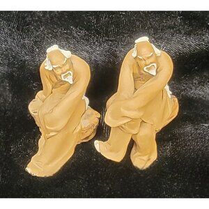 Vintage Chinese Mudmen Figurines, Hand Crafted, Set of 2